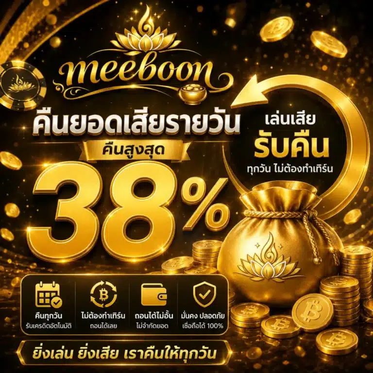 โปรโมชั่น meeboon คืนยอดเสียรายวัน ( คืนสูงสุด 38% )